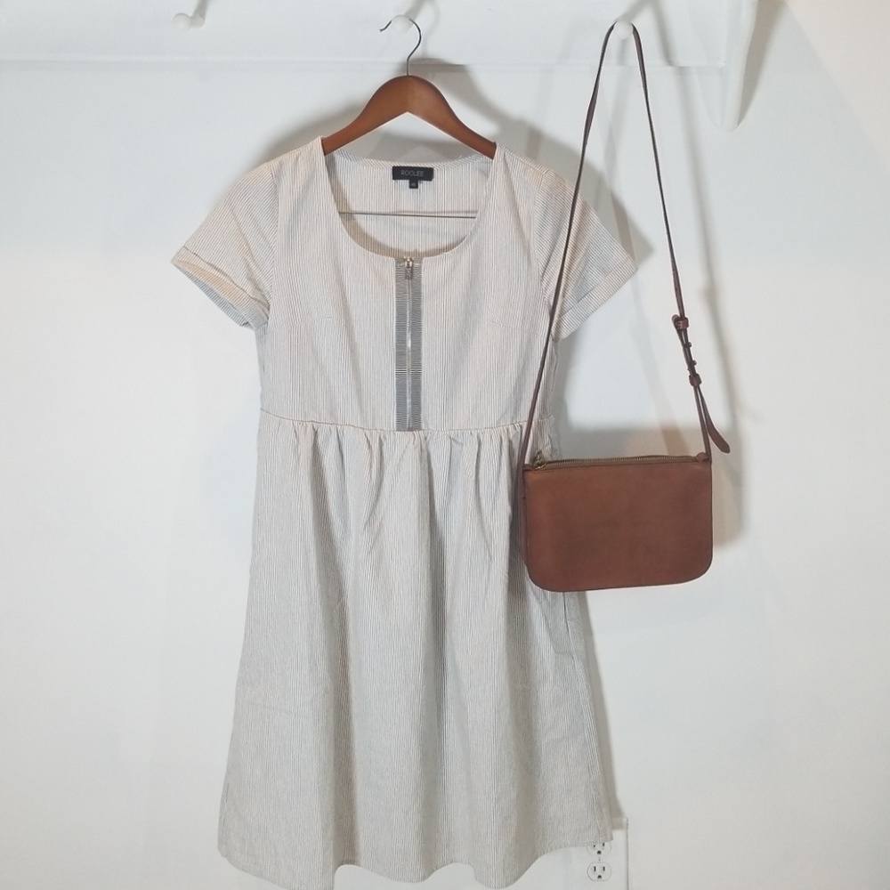 Roolee blue and white stripe zipper dress